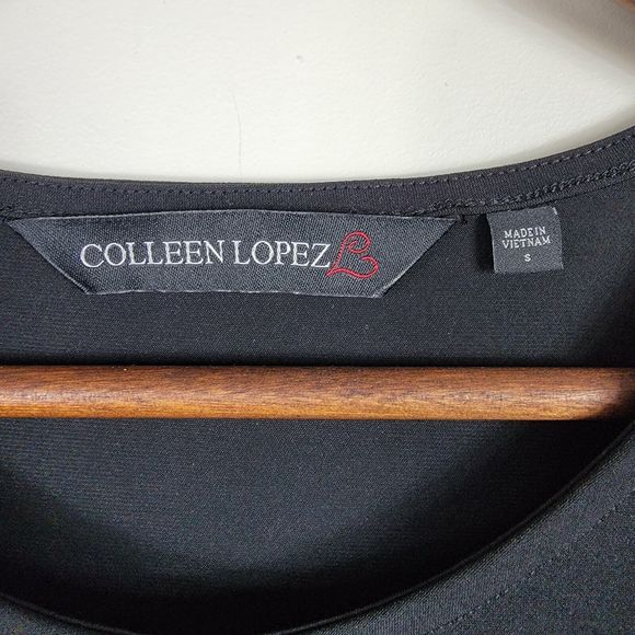 Colleen Lopez Small Black Blouse Velvet Embellished Flare Sleeves - Picture 3 of 6